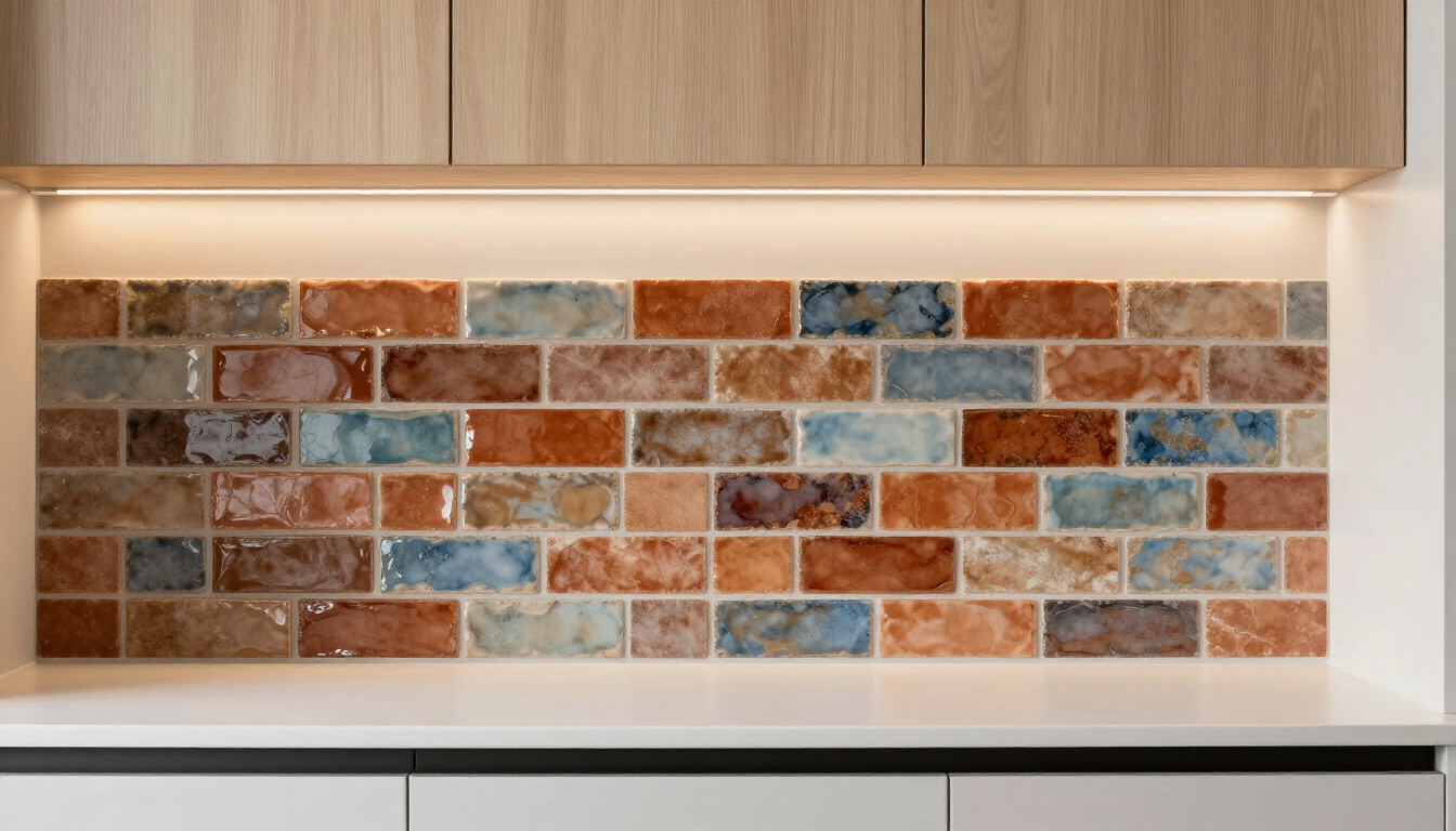 Textured tile backsplash in a modern Indianapolis kitchen