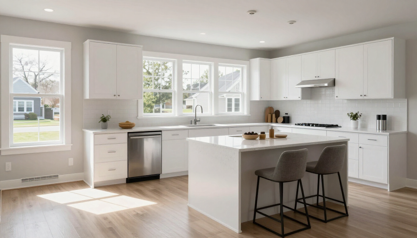 Modern kitchen remodel with light cabinetry in a Hamilton County home